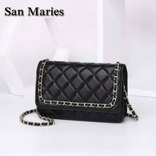 San Maries New Real Leather WOC Cross Body Bags For Lady Female Chain High Quality Sheepskin Chain Bag With Credit Card Holders 2024 - buy cheap