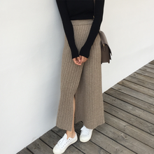 Long Pencil Skirt Women Autumn Winter Knitted Skirt High Elastic Waist Office Lady Open Split Casual Vintage Maxi Skirt V977 2024 - buy cheap