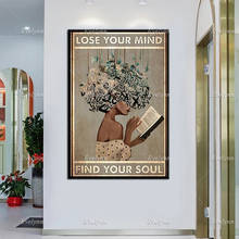 Lose Your Mind-póster de "Find Your Soul", impresiones de lectura de amor, póster Vintage de chica de lectura negra, decoración del hogar, arte de pared 2024 - compra barato