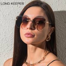 2021 Rimless Square Sunglasses Women Luxury Brand Designer Oversize Sun Glasses Ladies Retro Eyewear Shades Oculos Feminino 2024 - buy cheap