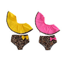Bañador de leopardo para niñas de 1 a 6 años, conjunto de Bikini con volantes y un hombro, traje de baño de dos piezas para bebés, ropa de playa 2021 2024 - compra barato