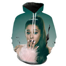 Ariana grande 3d hoodies das mulheres dos homens pulôver moda harajuku hip hop 3d impressão ariana grande crianças meninas moletom 2024 - compre barato