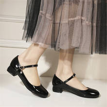 Pxelena sapatos de salto baixo quadrado, mulheres, em couro artificial, preto e branco, tamanhos 34-43, para primavera, 2020 2024 - compre barato