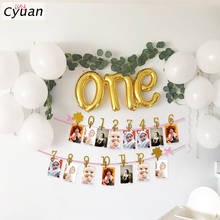 Baby Shower Decorations 1-12 months Photo Banner Photo Garland Baby Boy One Party Gold One Balloons First Birthday Girl Party 2024 - buy cheap