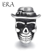 Stainless Steel Beads Cowboy Skull Large Hole 6mm Slide Charm Pendant DIY Men Bracelet Making Supplies Handmade Jewelry Findings 2024 - buy cheap