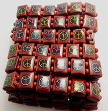 New Arrival 48 pcs Peace color wood beads Mix elastic bracelets / wristbands Fashion Jewelry 2024 - buy cheap