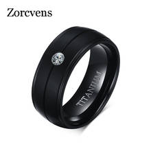 Zorcvens 100% titânio zircônia cúbica anéis de casamento para homens preto rock punk anéis de noivado acessórios anel jóias anel 2024 - compre barato