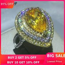 Chucong anel de cristal de zircão 5a, joias de luxo femininas corte pera, branco ouro cheio de ouro aliança de casamento para mulheres bijuterias 2024 - compre barato