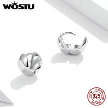 WOSTU Genuine S925 Sterling Silver Stud Earrings For Women Mirror Slap Buckle Silver Earrings Fine Jewelry Gift BKE1119 2024 - buy cheap