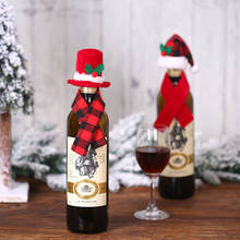 1 set Christmas Bottle Hat Scarf Winebottle Cover Xmas Dinner Table Champagne Bag 2024 - buy cheap