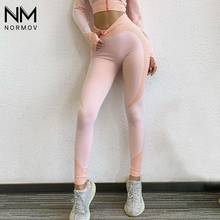 Normov-calças legging sem dedo femininas, esportivas, sexy, justas, com cintura alta, push up, patchwork 2024 - compre barato