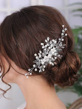 Trendy Silver Bridal hair comb Leaf Headpieces Pearl bridal Headwear Elegant Women Hair Ornaments Wedding Headdress For Bride 2024 - buy cheap