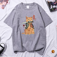 Camiseta con estampado de cómics Kawaii de gato Catana para mujer, camiseta de Hip-Hop, camisetas de marca cómodas, camiseta para mujer 2021 2024 - compra barato