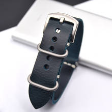 Blue Black Vintage Genuine Leather Nato Watch Band Strap 20mm 22mm 24mm Handmade Replacement Zulu Strap for Watch Accessories 2024 - buy cheap