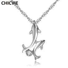 CHICVIE-collares y colgantes con forma de pez para mujer, colgante de plata, joyería con estilo, collar de cristal, SNE190139 2024 - compra barato