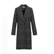 2022 Women Wool Coat Plaid Women Loose Long Single Breasted Woolen Coats Spring Coat Woolen Overcoat Autumn Wool Coats Women 2024 - buy cheap