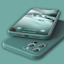 Luxury Square Liquid Silicone Phone Case for iPhone 12 Mini 11 Pro Max SE 2020 X XS XR 7 8 6 6S Plus Camera Protection Cover 2024 - купить недорого