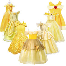 2020 Cosplay Belle Princess Dress Girls Dresses For Beauty and the Beast Kids Halloween Party Clothing Fantasia Children Costume 2024 - buy cheap