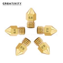 5PCS MK7 MK8 Nozzle 0.2 0.3  0.4 0.5mm Copper 3D Printers Parts Extruder Threaded 1.75mm 3.0mm Filament Head Brass Nozzles Part 2024 - buy cheap