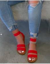 Sandália feminina plana com tornozelo, calçado feminino casual candy color plus size 2021 2024 - compre barato