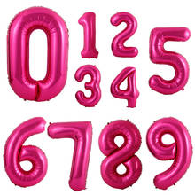 Balões de hélio para festa, de alumínio, vermelho, rosa, 0 a 9, aniversário, casamento, noivado, decoração, infantil, 1 peça 2024 - compre barato