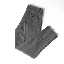 Calça xadrez masculina, estilo coreano, de verão, slim fit, casual, de negócios, calças respiráveis 2024 - compre barato