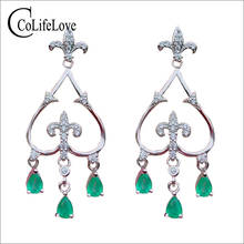 CoLife Jewelry 925 Silver Emerald Drop Earrings for Wedding 4mm*5mm Natural Emerald Dangler Fashion Emerald Earrings Woman Gift 2024 - buy cheap