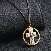 Religious INRI Jesus Jewelry Wood Circle Pendant Necklace Catholic Crucifix Cross Necklaces Women Statement Jewelry NC217 2024 - buy cheap