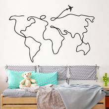 Calcomanía de pared con mapa del mundo de viaje para avión, pegatina de vinilo personalizada para habitación de niños, decoración creativa para el hogar y dormitorio 2024 - compra barato