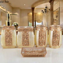 Suprimentos de banheiro de estilo europeu, conjunto de escova de dentes de resina de cinco peças, kit de banheiro doméstico, presentes de casamento 2024 - compre barato