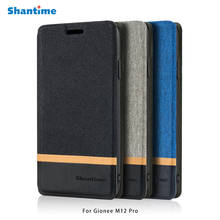 Canvas PU Leather Phone Bag Case For Gionee M12 Pro Flip Case For Gionee M12 Pro Business Case Soft Silicone Back Cover 2024 - buy cheap