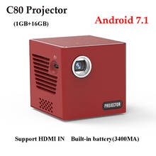 Miniproyector portátil c80 RK3128, cuatro núcleos, 1GB, 16GB, 2,4G + 5G, Wifi, android 7,1, bluetooth, USB, cine en casa, nuevo 2024 - compra barato