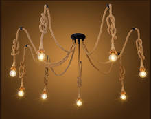 Lámpara colgante de araña de cuerda de cáñamo Vintage, clásica, ajustable, bricolaje, Retro, Edison 2024 - compra barato