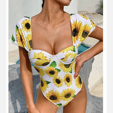 Желтый купальник бикини 2021 Цельный купальник сексуальный купальный костюм бикини купальный костюм для женщин Maillot De Bain Femme Монокини 2024 - купить недорого