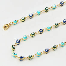 Muslim Mixed Blue Green Color Evil Eye Beaded Necklace Enamel Stainless Steel Chains Necklace Turkish Symbol Islamic Jewelry 2024 - buy cheap