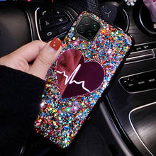 3D Love Heart Mirror Cover For Honor 9X Premium Y9S P40 Lite E P30 Pro Sequins Phone Case For Huawei Nova 6 SE Nova 5 5i Pro 7i 2024 - buy cheap