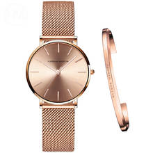 Full Rose Gold 1 Set Bracelet Watch Japan Quartz Creative Design Waterproof Stainless Steel Mesh Ladies Watches Relogio Feminino 2024 - buy cheap