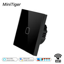 Minitiger-interruptor de luz remoto inalámbrico con cambio de aplicación táctil, Panel de cristal para pared, funciona con Alexa / Google Home, UE/WIFI inteligente de Reino Unido 2024 - compra barato