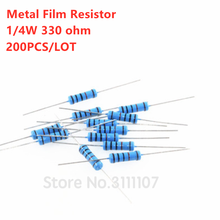 200 шт. 1/4 Вт 330 Ом резистор +/- 1% ROHS1/4 Вт 330R Ом металлопленочные Резисторы/0,25 Вт ватт цветное кольцо сопротивление углеродная пленка 2024 - купить недорого