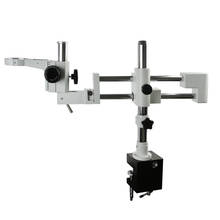 Suporte de microscópio estéreo com zoom industrial, haste dupla, 76mm, com coluna de foco, braçadeira, para microscópio trinocular/binocular 2024 - compre barato