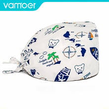 nurse hair cap 2020 Scrub Cotton Nurse Hat Floral Bouffant Sanitary Cap with Sweatband Cartoon Printing Nursing Confortable Hats 2024 - buy cheap