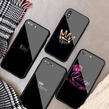 Чехол King Queen для телефона из закаленного стекла, черный чехол для iphone 12, 11 Pro Max, 5, 6, 7, 8, X, XS, XR, XSMax, 12Pro Max, чехол 2024 - купить недорого