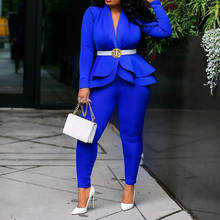 Plus Size Office Ladies Autumn 2 two piece set top and pants Elegant Female Casual Business matching suit sets Women clothing 2024 - buy cheap