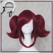 Tokyo Anime Black Butler women MEY-RIN cosplay wig Mey Rin Burgundy Synthetic Hair with Chip Ponytails wig cap Headwear 2024 - buy cheap