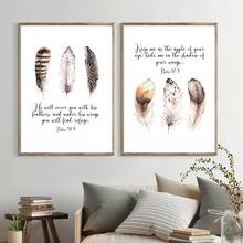Bible Verse Feathers Quotes Posters and Prints Scripture Church Wall Art Canvas Painting Wall Picture for Living Room Home Decor 2024 - buy cheap