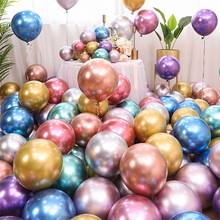 Balões metalizados em látex para festa, 50 unidades, 10/12 polegadas ouro/prata/vermelho/azul, balão cromado, decorações de casamento, festa de aniversário, globos 2024 - compre barato