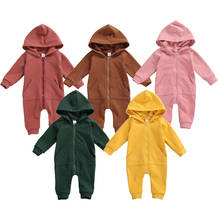 Newborn Toddler Baby Boys Thick Clothes Autumn Winter Long Sleeve Zip Hooded Romper Jumpsuit Baby Solid Cotton Outfits 2024 - buy cheap