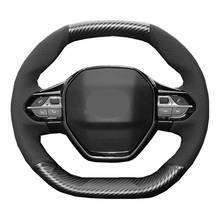 Hand Sewing Car Steering Wheel Cover Wrap Carbon Fiber Suede PU Leather For Peugeot 5008 3008 II 2017-2021 4008 2017- 2018 DIY 2024 - buy cheap