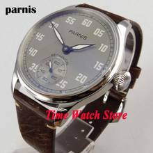 Vintage 44mm Parnis grey dial luminous 17 jewels mechanical 6498 hand winding movement mens watch 804 2024 - buy cheap