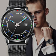 Relógio luminoso masculino com calendário e data, relógio casual de negócios em aço inoxidável com malha de quartzo 2024 - compre barato